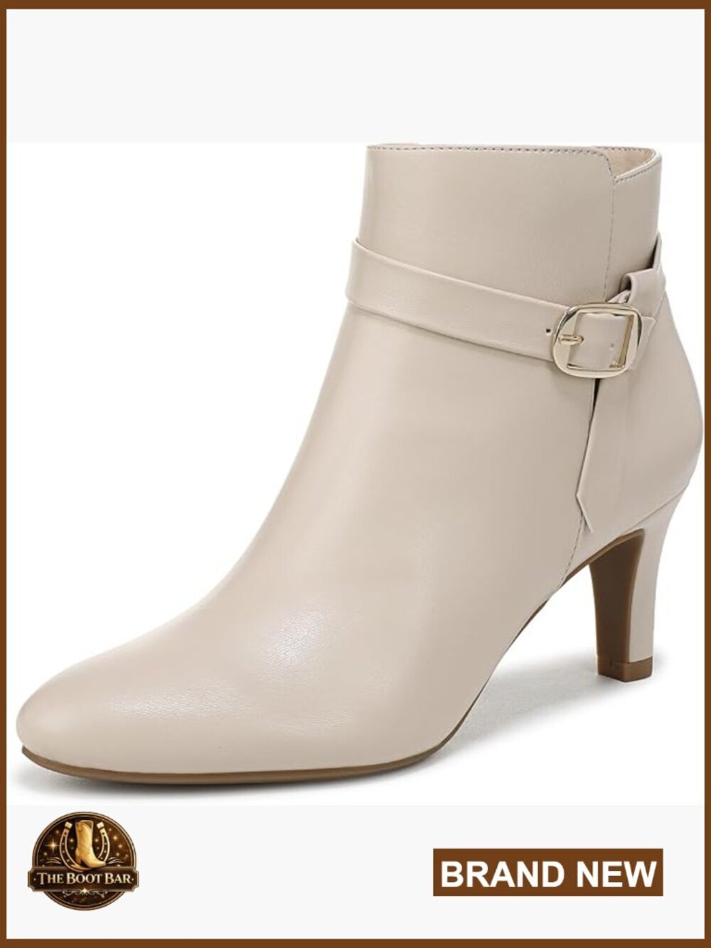 Heeled Ankle Bootie with Buckle Detail & Soft System Comfort